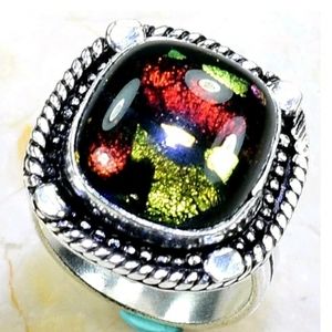 Dichroic Glass Handcrafted 925SS Ring 8